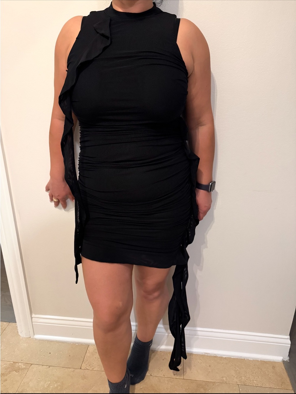 Forever 21 Black Sleeveless Ruched Mini Dress
